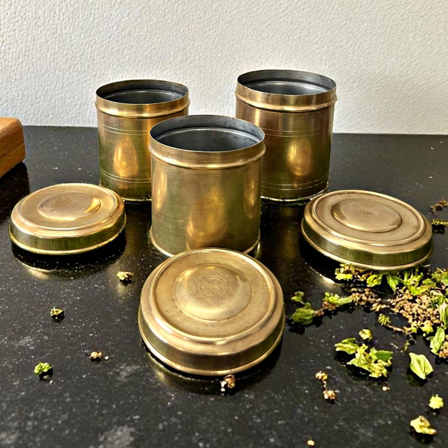 Antique Brass Storage Set of 3 | Traditional Kitchen & Décor Collection
