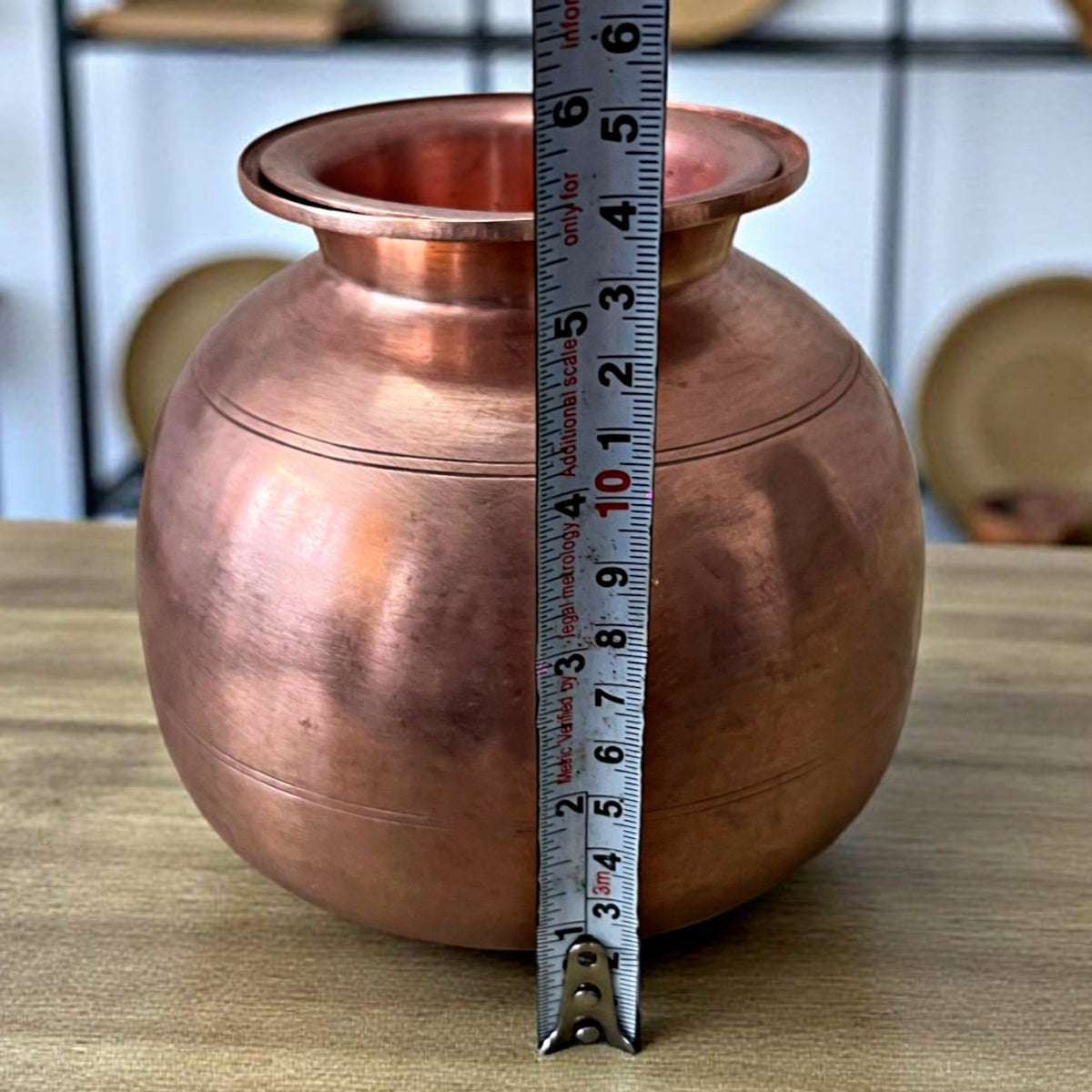 Antique Copper Kalash with Pyala | Traditional Storage & Décor Set