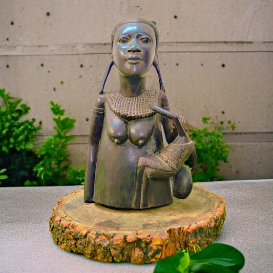 Ancient Ebony Wood Decor Piece | Rare Hand-Carved Design | Antique Piece