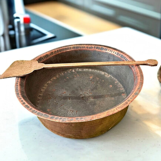 Antique Copper Langadi with Brass Ladle | Kitchen Utensils | Bhagoni | Tamba Lagan | Cooking Bowl