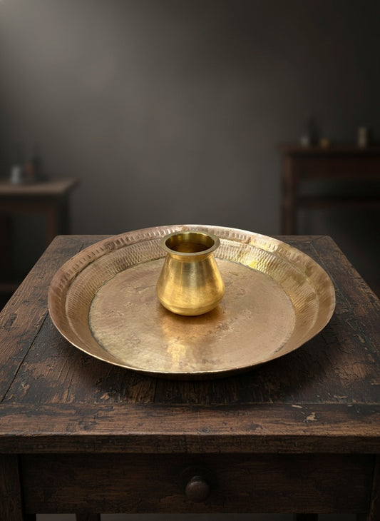 1956 Antique Brass Paraat and Kalash Pair | Traditional Kitchen & Décor Set