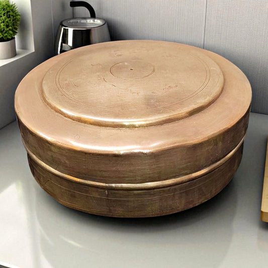 Antique Brass Storage Box | Pital Traditional Chapati Dabba