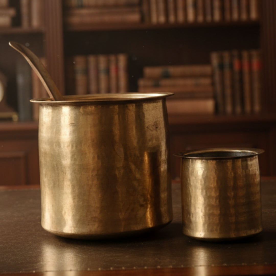 1970 Antique Brass Long-Shape Cooking Bowls | Traditional Kitchen & Dining Set of 2