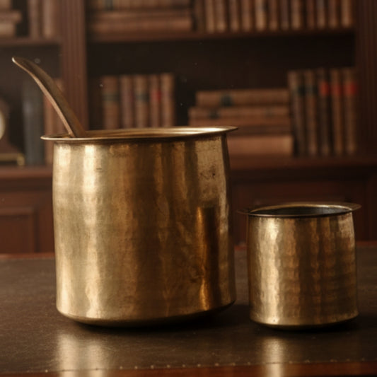 1970 Antique Brass Long-Shape Cooking Bowls | Traditional Kitchen & Dining Set of 2