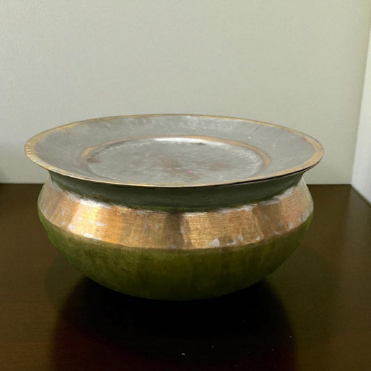 Antique Brass Deg with Lid | Pital Traditional Bhagona | 1 litre Capacity
