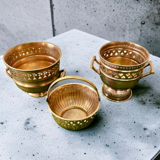 Antique Brass Bowl Set of 3 | Traditional Pital Bartan | Décor Bowl Collection