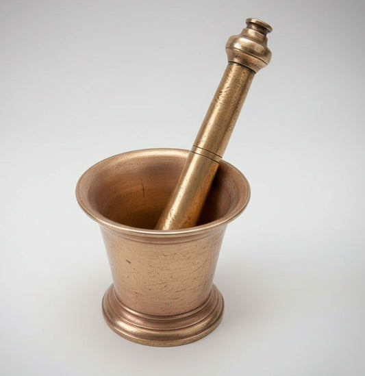 1952 Antique Brass Khalbatta | Brass Mortar and Pestle Set