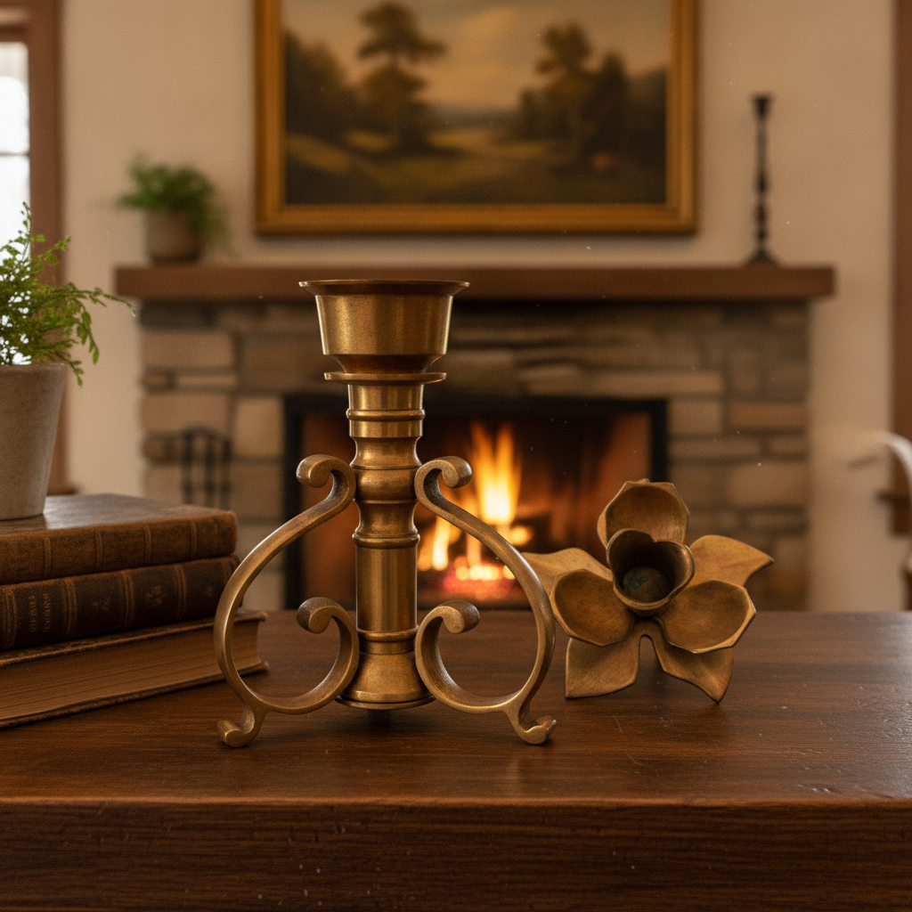 Antique Peetal Candle Holder Pair | Pure Brass Candlesticks | Made in 1969