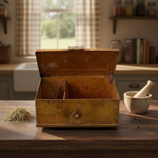 Rare Antique Peetal Utility Storage Box | Pure Brass Hinged Storage Chest | Made in 1970 - Bombay Antiques