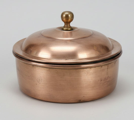 1980 Antique Brass Chapati Box | Round Bread Storage Container with Lid - Bombay Antiques